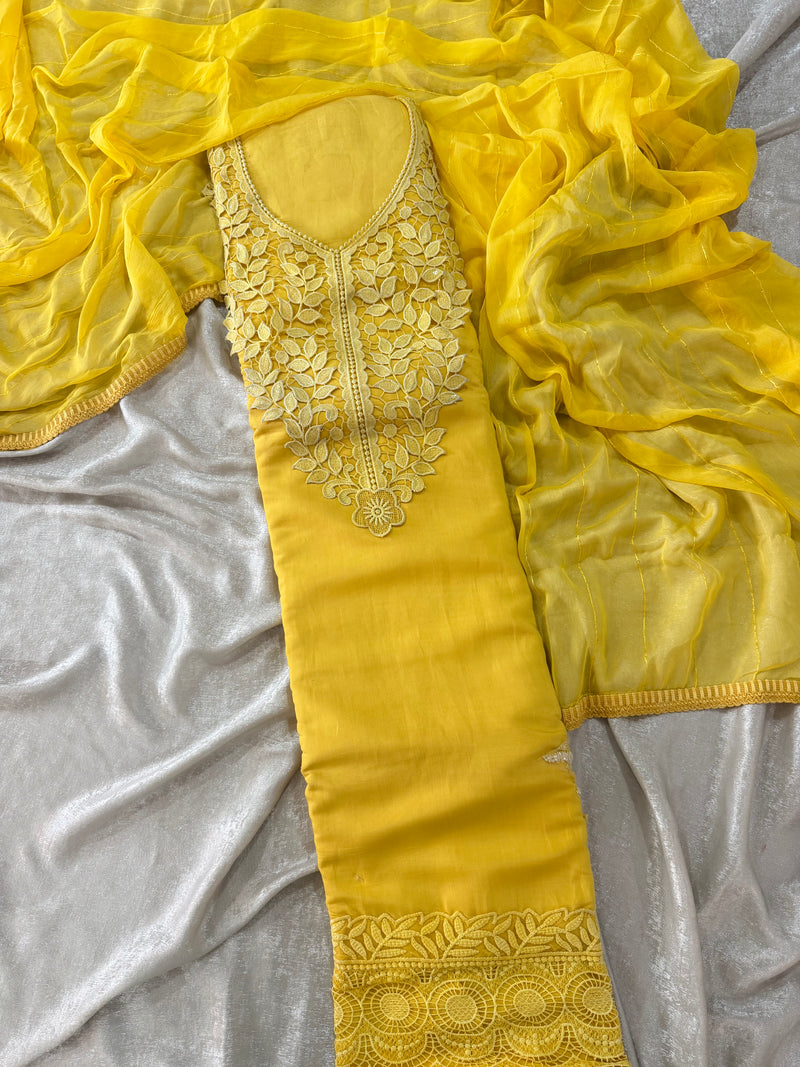 (GET ALL 4 AT THE BEST PRICE)UNSTITCHED SUITS |  | Karishma Emporium | Elegance in Making Pure Zardozi Women wear