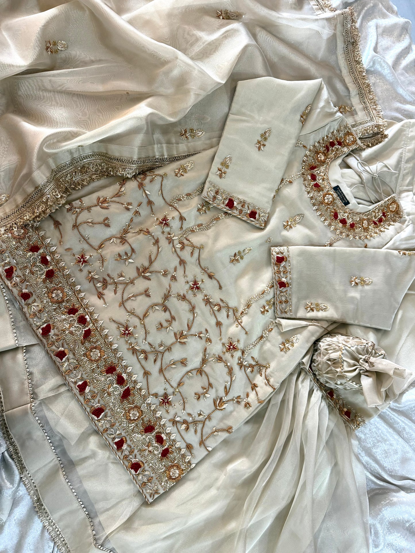 ANTIQUE ZARDOZI GHARARA IN GOLD