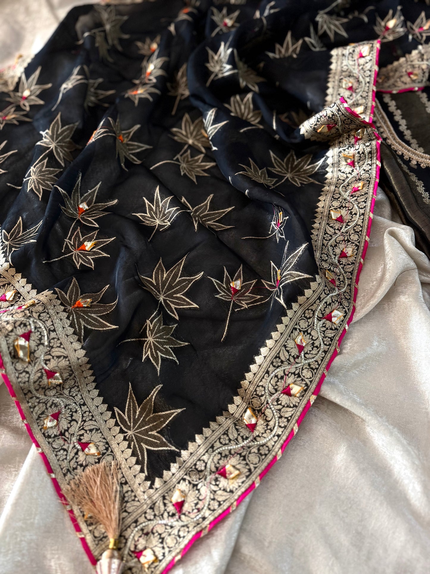 Punjabi suit with dabka work neck
