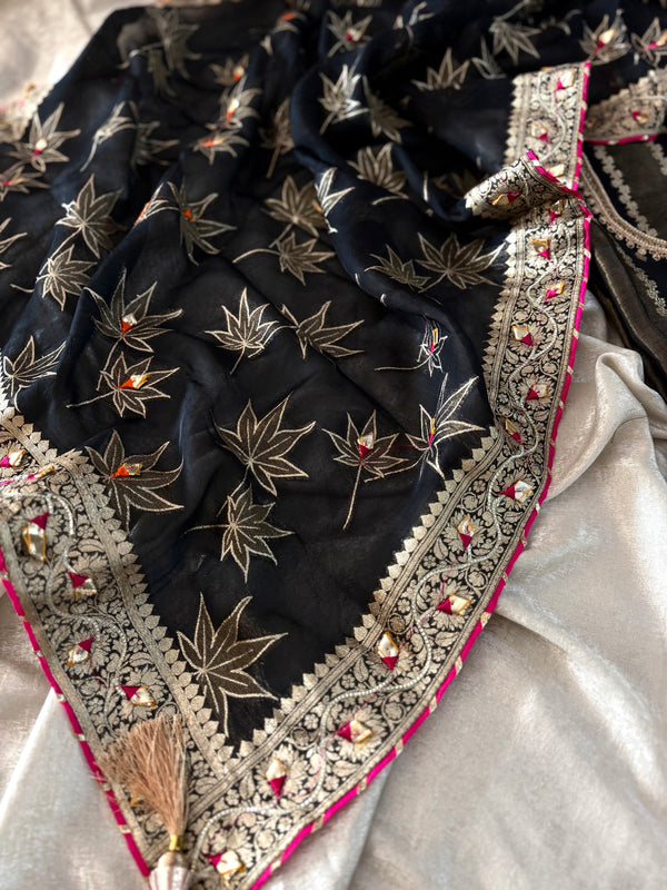 Punjabi suit with dabka work neck