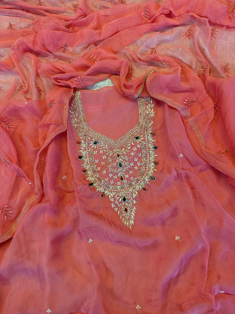 BEAUTIFUL ZARDOZI NECK SUITS |  | Karishma Emporium | Elegance in Making Pure Zardozi Women wear