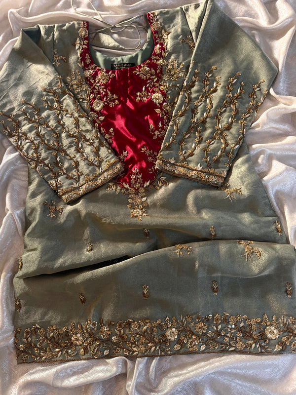 ZARDOZI GHARARA IN TISSUE