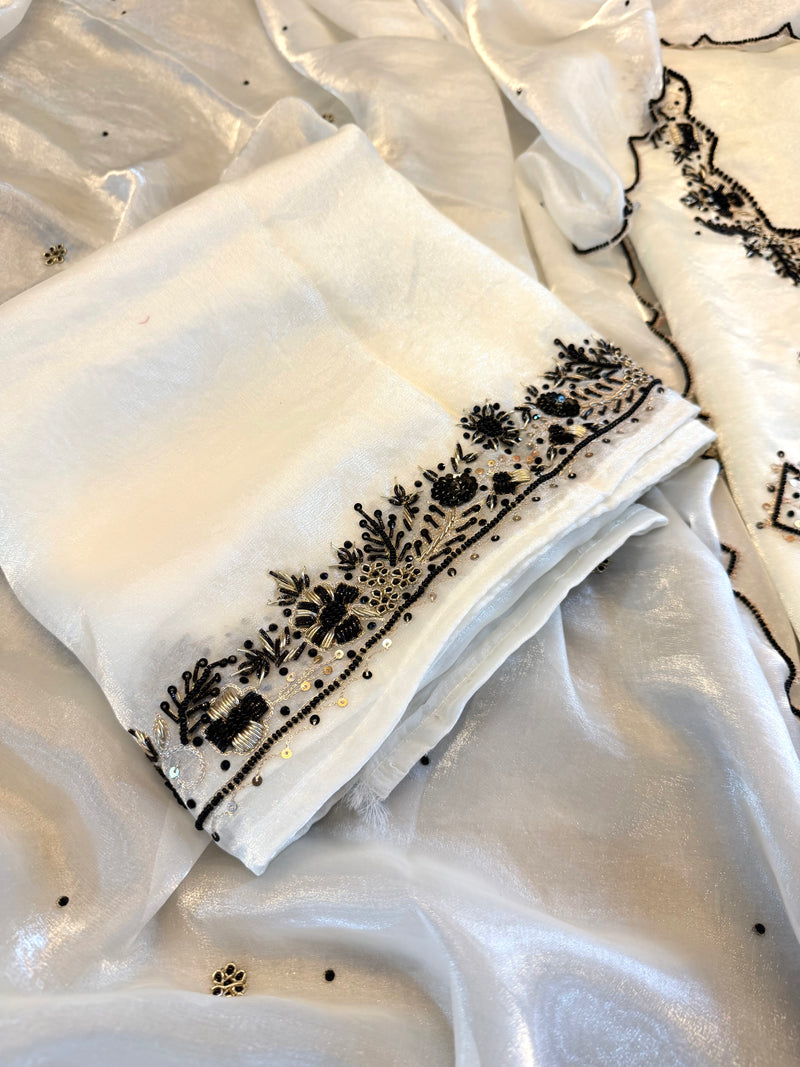 Black & white suit |  | Karishma Emporium | Elegance in Making Pure Zardozi Women wear