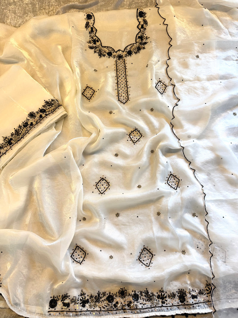 Black & white suit |  | Karishma Emporium | Elegance in Making Pure Zardozi Women wear