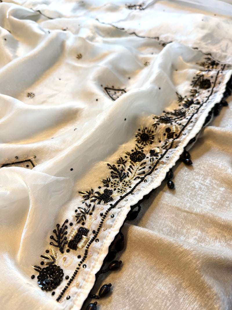 Black & white suit |  | Karishma Emporium | Elegance in Making Pure Zardozi Women wear