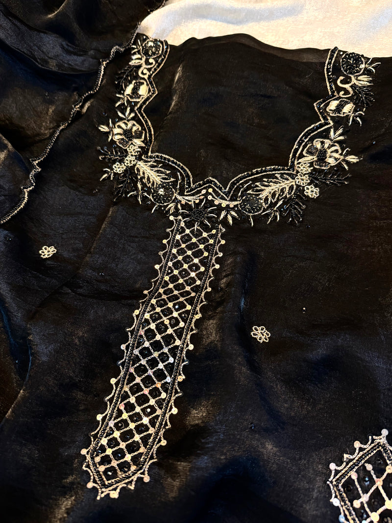 Black & white suit |  | Karishma Emporium | Elegance in Making Pure Zardozi Women wear