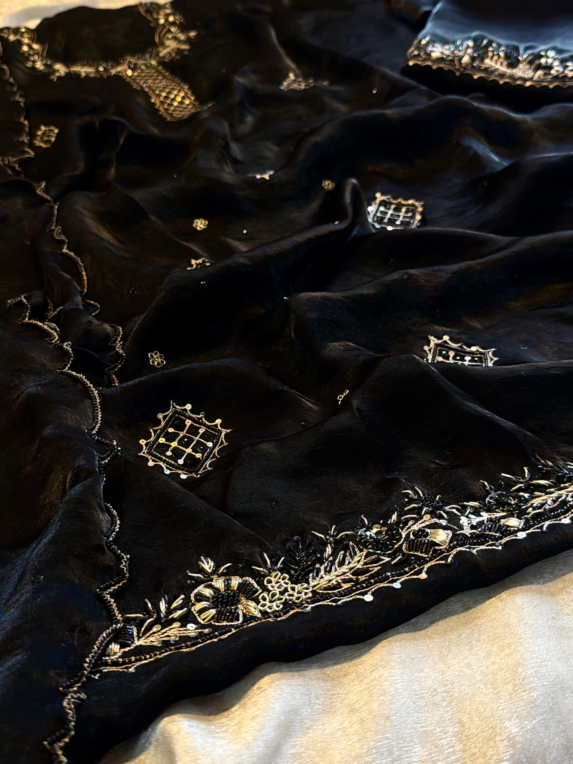 Black & white suit |  | Karishma Emporium | Elegance in Making Pure Zardozi Women wear