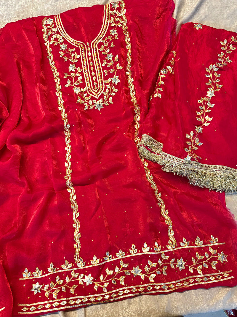 Dulhan gota Patti suit |  | Karishma Emporium | Elegance in Making Pure Zardozi Women wear