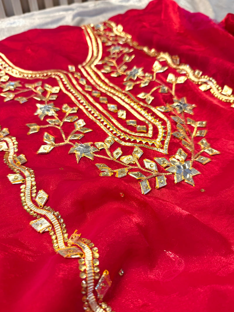 Dulhan gota Patti suit |  | Karishma Emporium | Elegance in Making Pure Zardozi Women wear