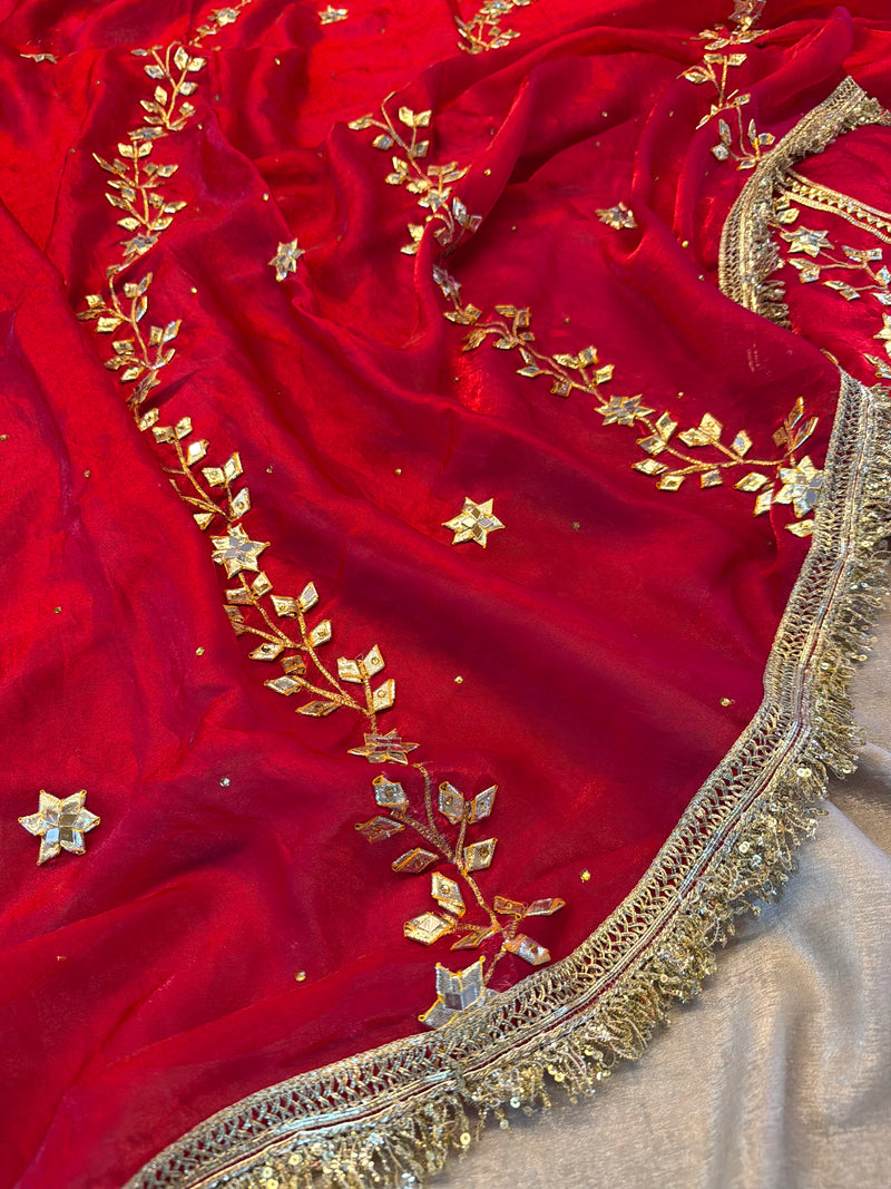 Dulhan gota Patti suit |  | Karishma Emporium | Elegance in Making Pure Zardozi Women wear