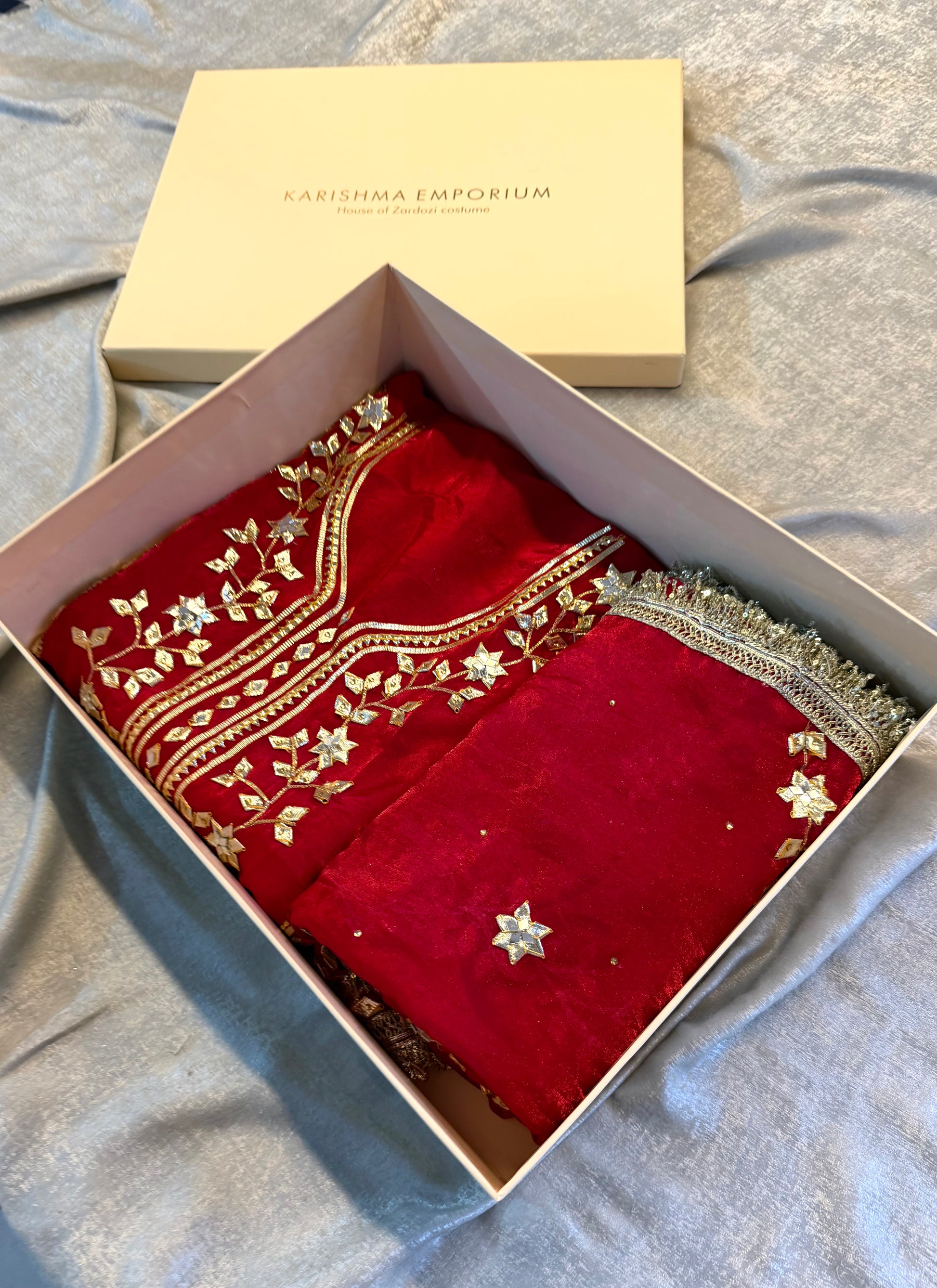 Dulhan gota Patti suit |  | Karishma Emporium | Elegance in Making Pure Zardozi Women wear