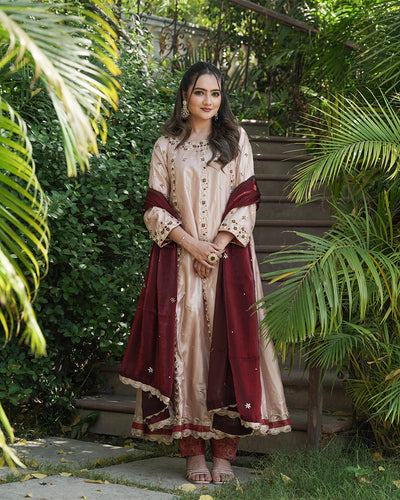 Exclusive Anarkali Italian tissue fabric  Dupatta Italian Shimar