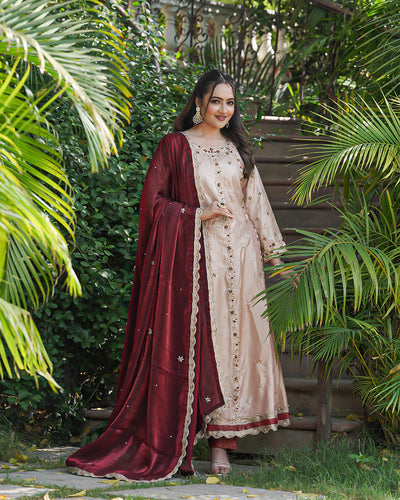 Exclusive Anarkali Italian tissue fabric  Dupatta Italian Shimar