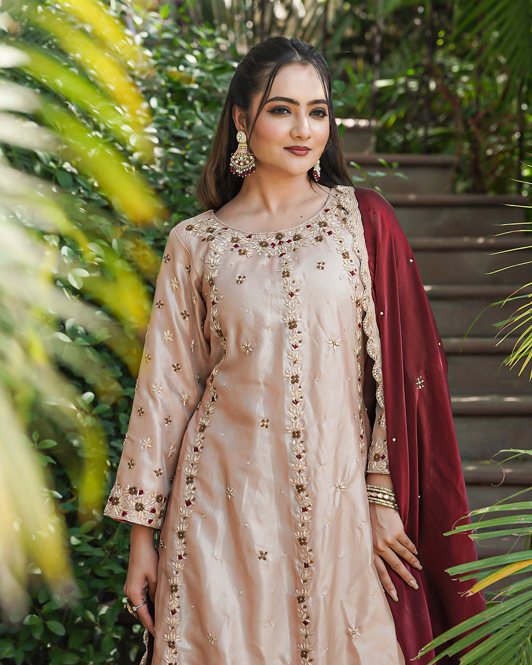 Exclusive Anarkali Italian tissue fabric  Dupatta Italian Shimar