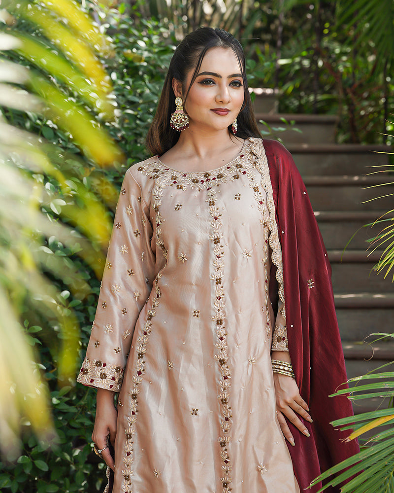 Exclusive Anarkali Italian tissue fabric  Dupatta Italian Shimar |  | Karishma Emporium | Elegance in Making Pure Zardozi Women wear