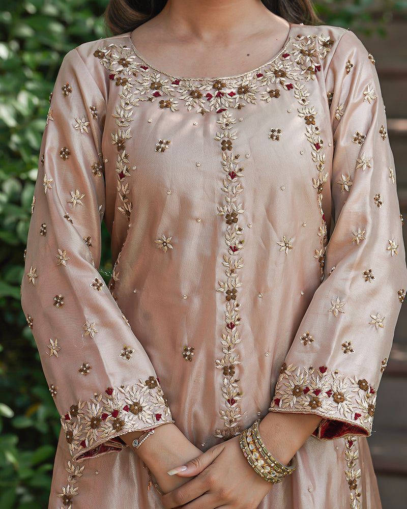 Exclusive Anarkali Italian tissue fabric  Dupatta Italian Shimar |  | Karishma Emporium | Elegance in Making Pure Zardozi Women wear