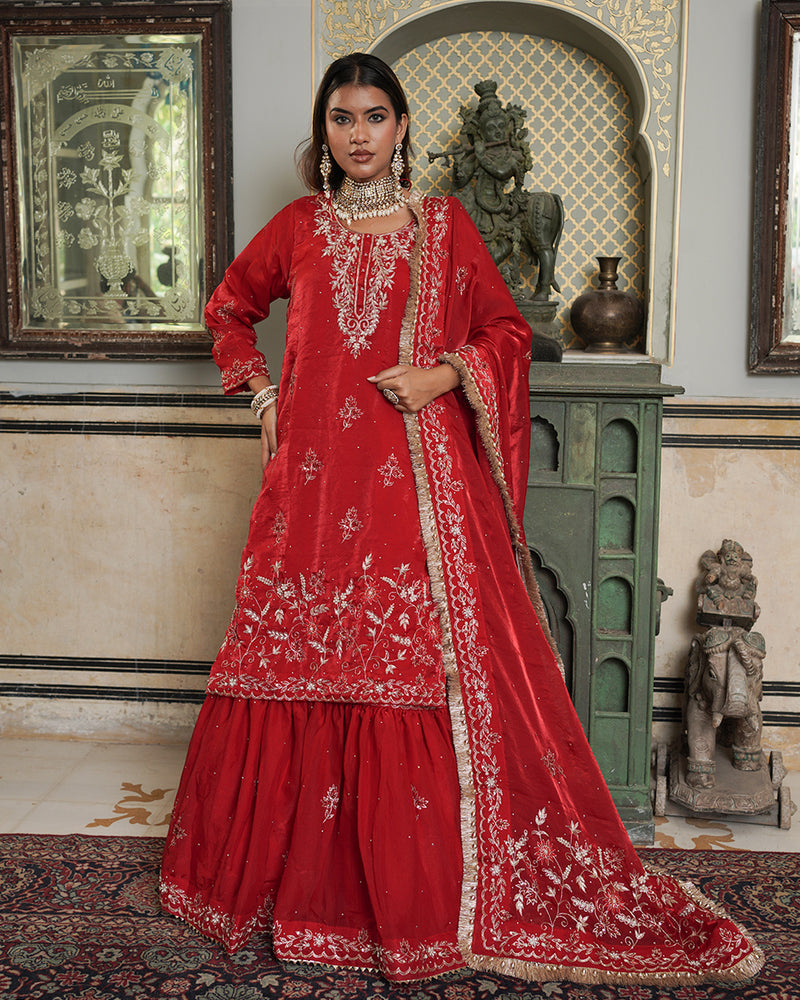 Farshi by Sakina-bai  Italian Shimar fabric |  | Karishma Emporium | Elegance in Making Pure Zardozi Women wear