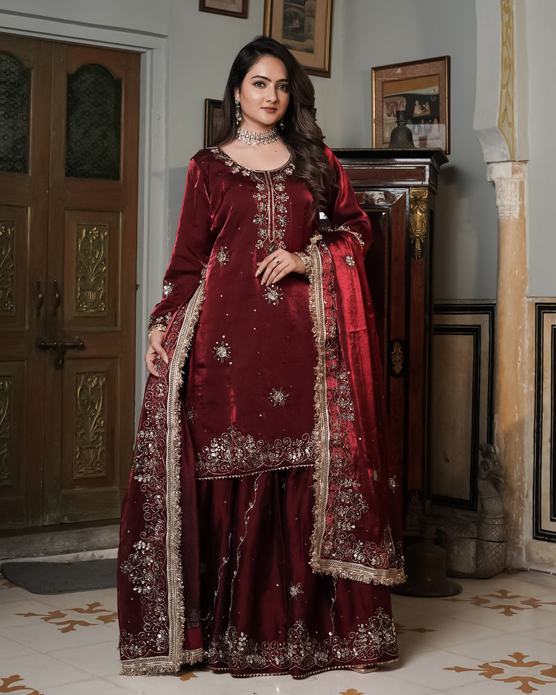 Gharara by shah Noor |  | Karishma Emporium | Elegance in Making Pure Zardozi Women wear