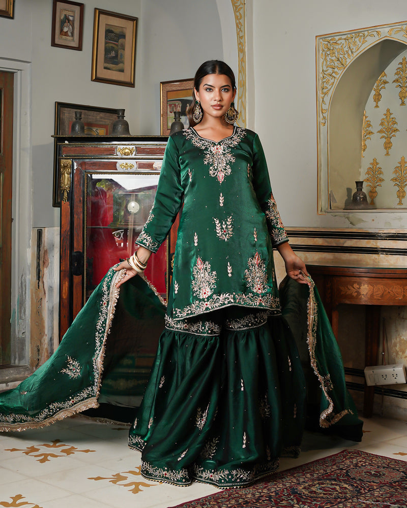 Gharara by Aasiya Kazi |  | Karishma Emporium | Elegance in Making Pure Zardozi Women wear