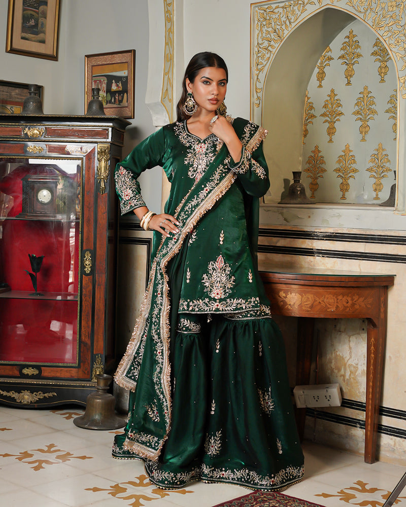 Gharara by Aasiya Kazi |  | Karishma Emporium | Elegance in Making Pure Zardozi Women wear