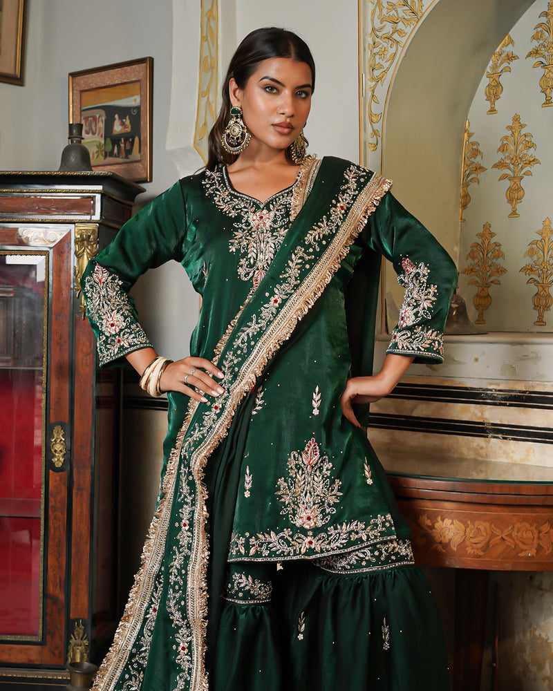 Gharara by Aasiya Kazi |  | Karishma Emporium | Elegance in Making Pure Zardozi Women wear