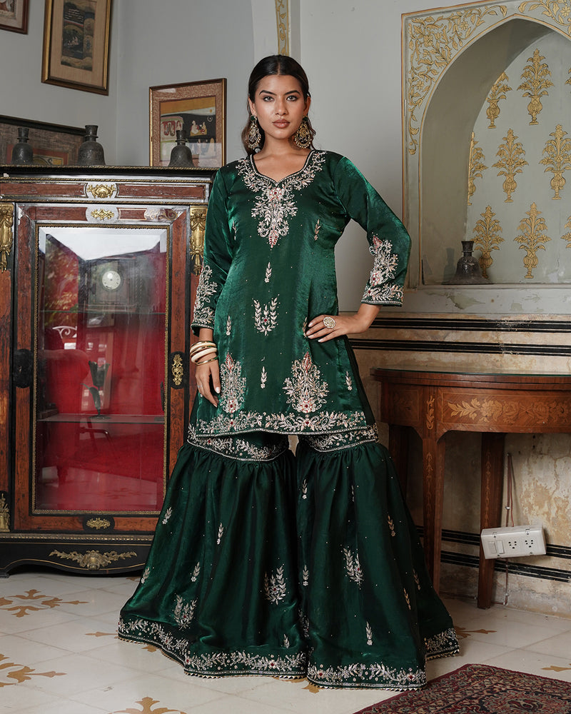 Gharara by Aasiya Kazi |  | Karishma Emporium | Elegance in Making Pure Zardozi Women wear
