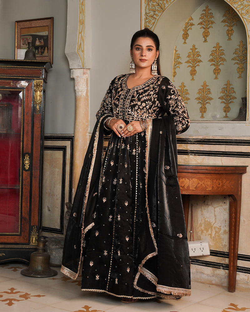 Alamdar-Frock Italian Shimar fabric frock/dupatta  Trouser-kimkhab silk