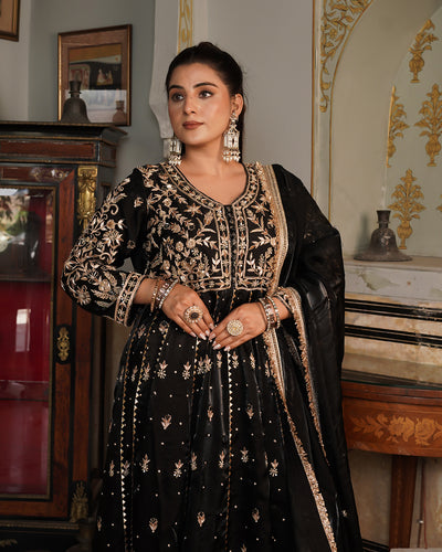 Alamdar-Frock Italian Shimar fabric frock/dupatta  Trouser-kimkhab silk