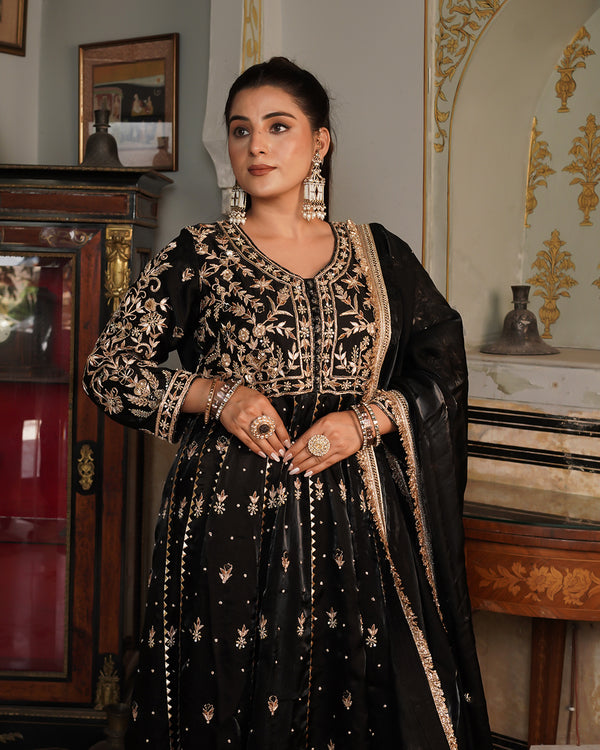 Alamdar-Frock Italian Shimar fabric frock/dupatta  Trouser-kimkhab silk