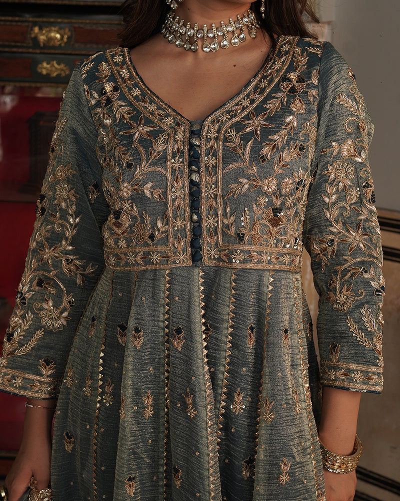 Alamdar-Frock Crush tissue fabric frock/dupatta  Trouser-kimkhab silk |  | My Store