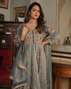 Alamdar-Frock Crush tissue fabric frock/dupatta  Trouser-kimkhab silk
