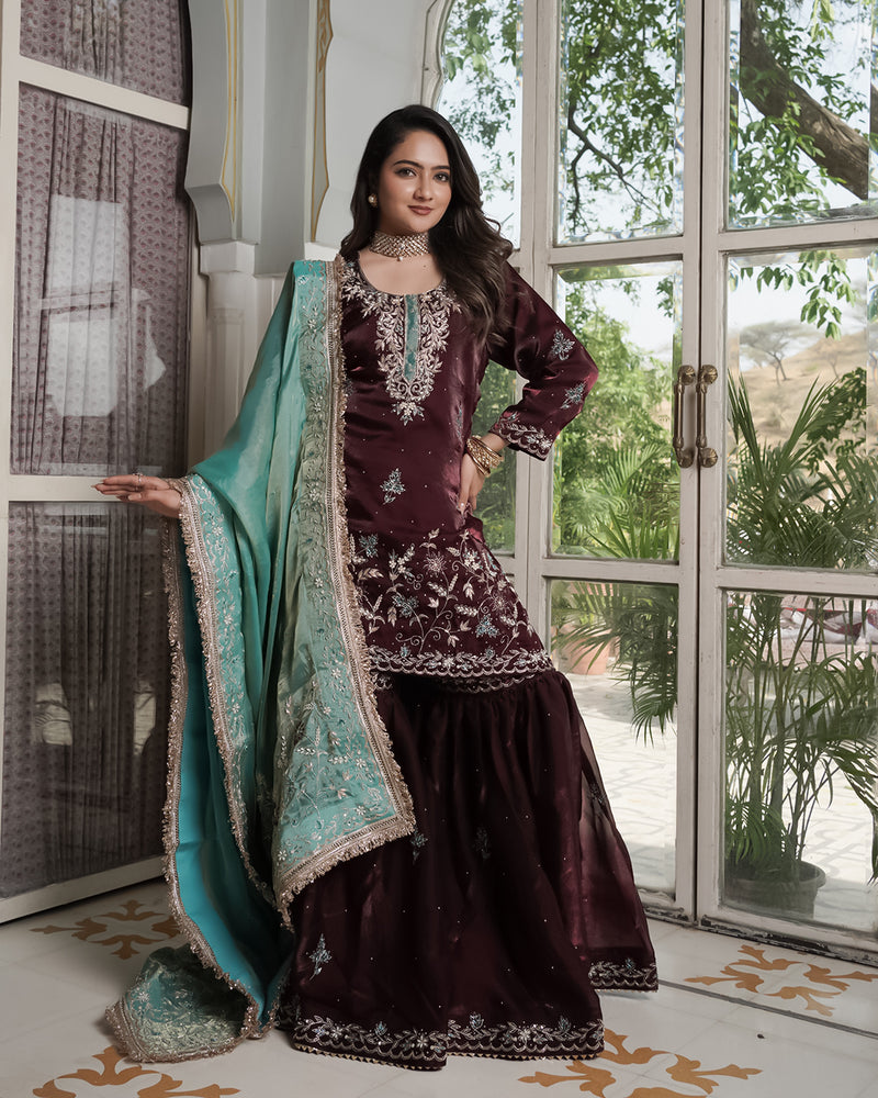 Gharara by Hoor Bano |  | Karishma Emporium | Elegance in Making Pure Zardozi Women wear