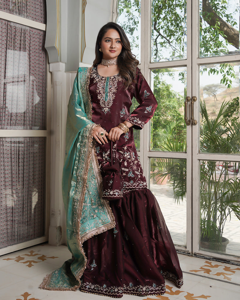 Gharara by Hoor Bano |  | Karishma Emporium | Elegance in Making Pure Zardozi Women wear