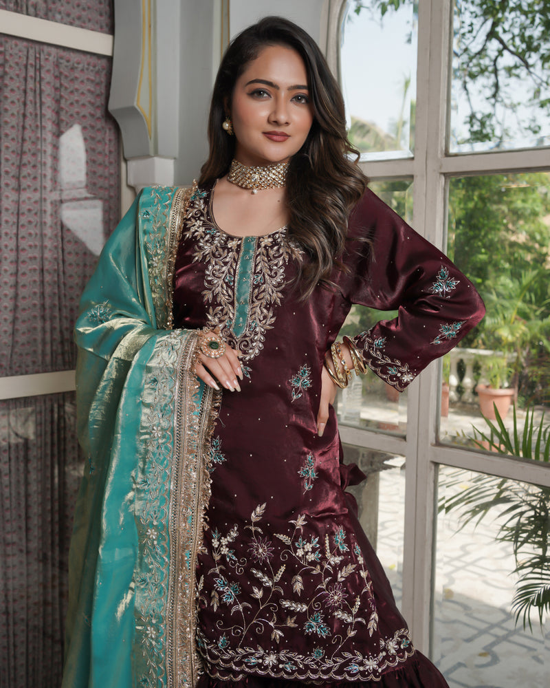 Gharara by Hoor Bano |  | Karishma Emporium | Elegance in Making Pure Zardozi Women wear
