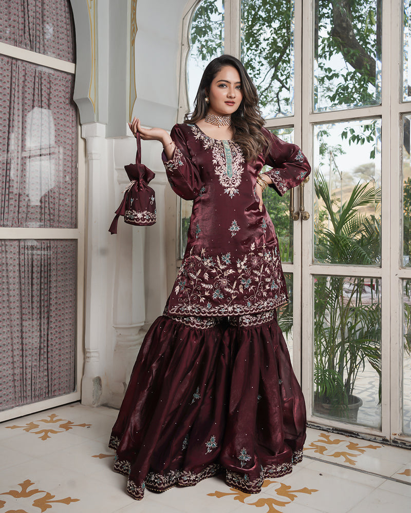 Gharara by Hoor Bano |  | Karishma Emporium | Elegance in Making Pure Zardozi Women wear