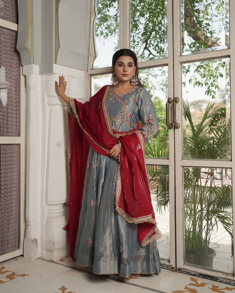 Angrakha choli  Top/bottom Crush tissue fabric  Dupatta-Italian Shimar |  | My Store
