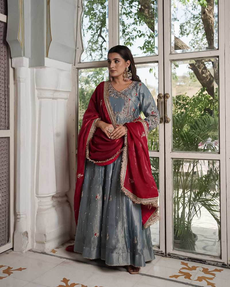 Angrakha choli  Top/bottom Crush tissue fabric  Dupatta-Italian Shimar |  | My Store