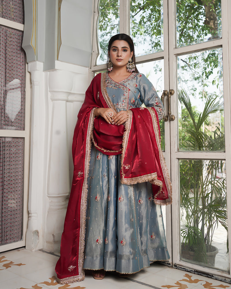 Angrakha choli  Top/bottom Crush tissue fabric  Dupatta-Italian Shimar |  | My Store