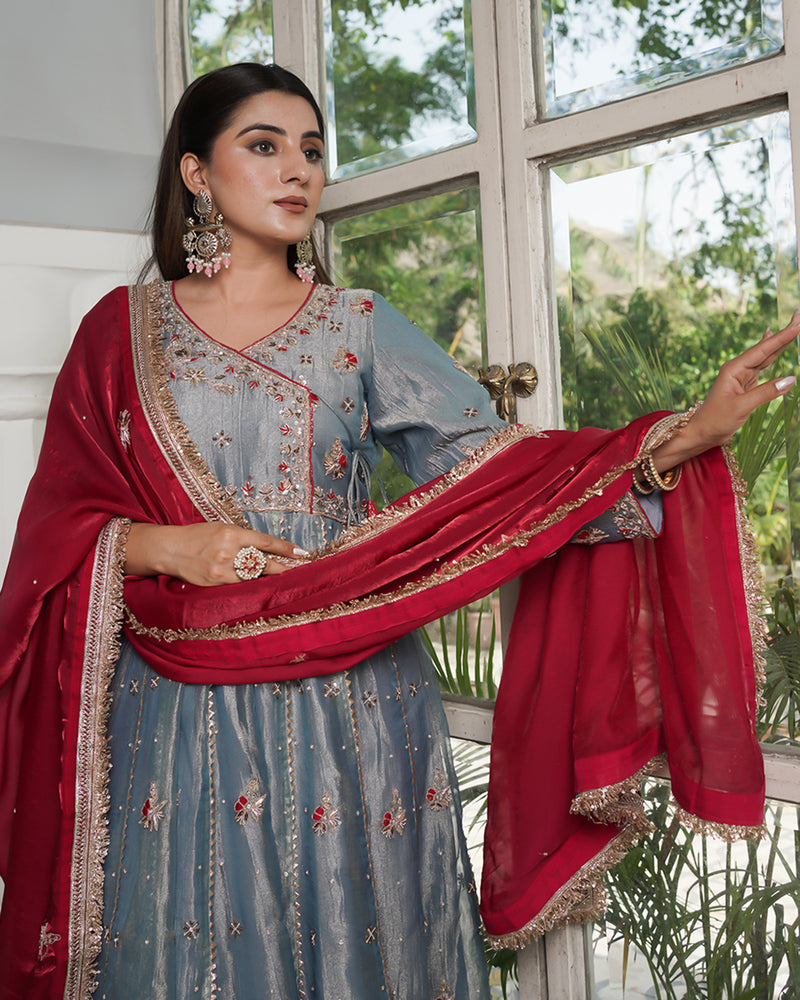 Angrakha choli  Top/bottom Crush tissue fabric  Dupatta-Italian Shimar |  | My Store