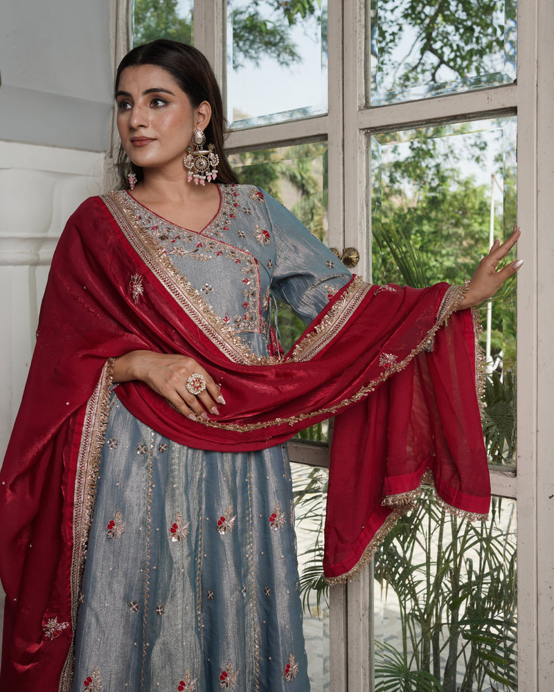 Angrakha choli  Top/bottom Crush tissue fabric  Dupatta-Italian Shimar |  | My Store