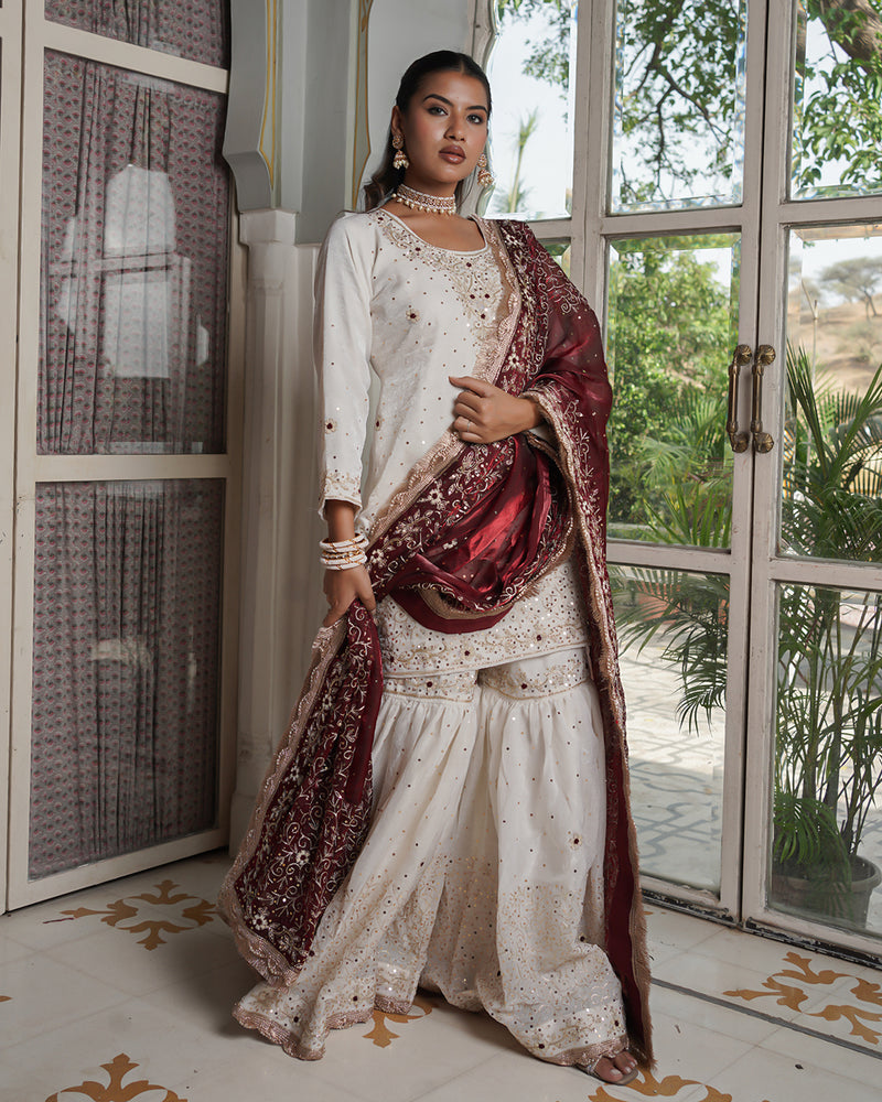 Gharara by Shahi nazakat |  | Karishma Emporium | Elegance in Making Pure Zardozi Women wear