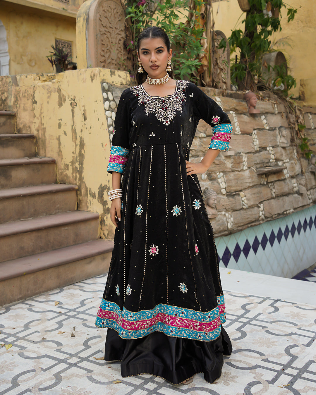 Hirabai Anarkali  Italian shimar fabric