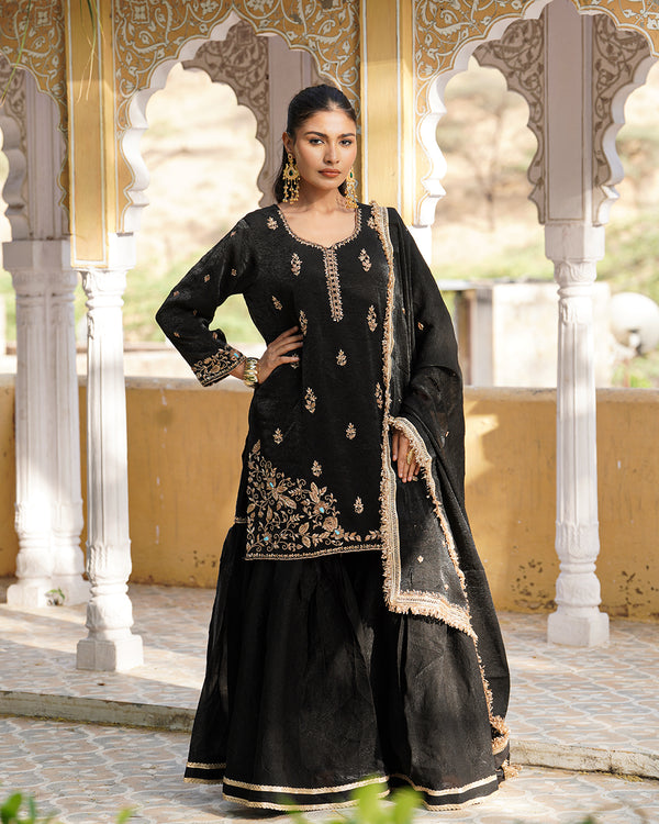 Gharara by Saniya zadraan |  | Karishma Emporium | Elegance in Making Pure Zardozi Women wear