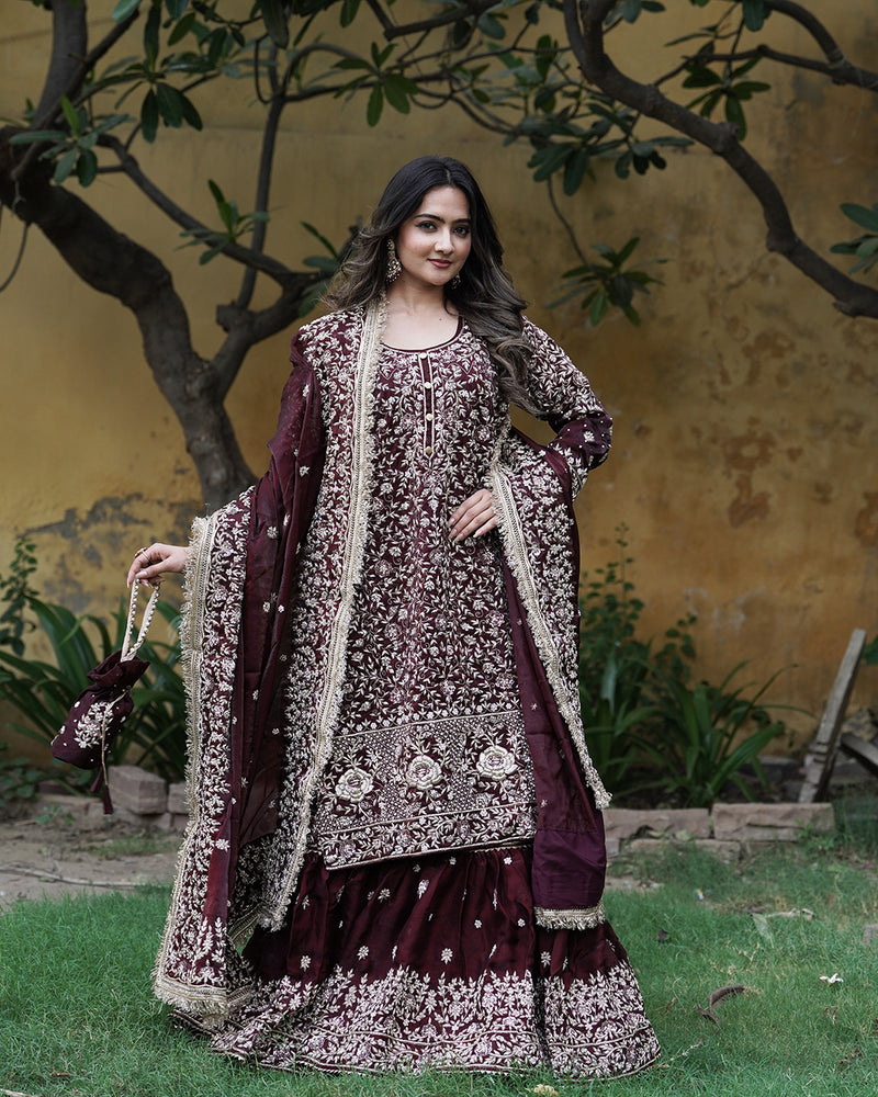 Farshi by makhmali b |  | Karishma Emporium | Elegance in Making Pure Zardozi Women wear