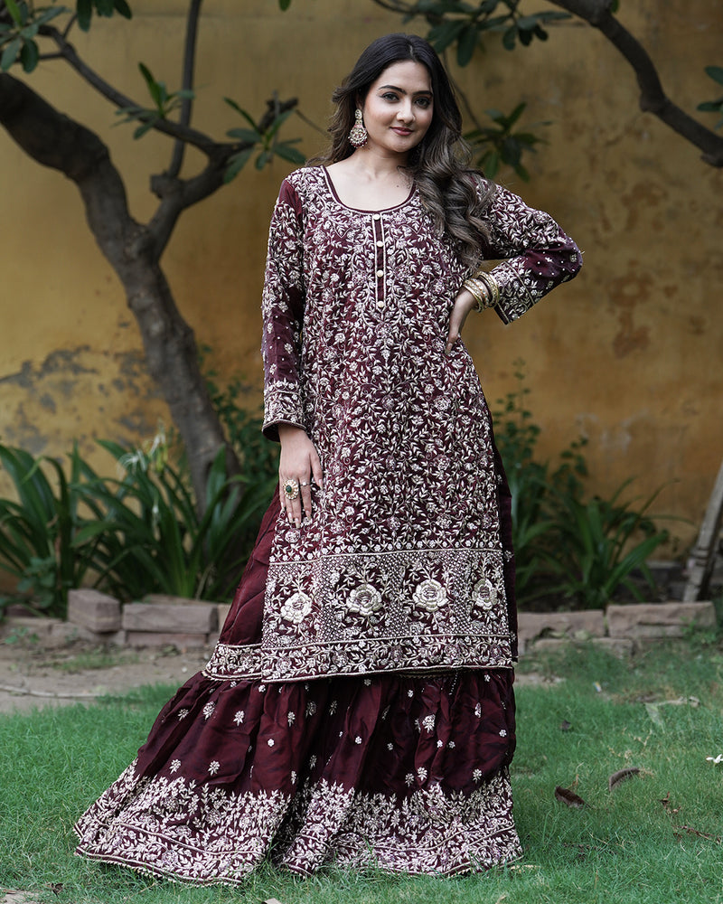 Farshi by makhmali b |  | Karishma Emporium | Elegance in Making Pure Zardozi Women wear