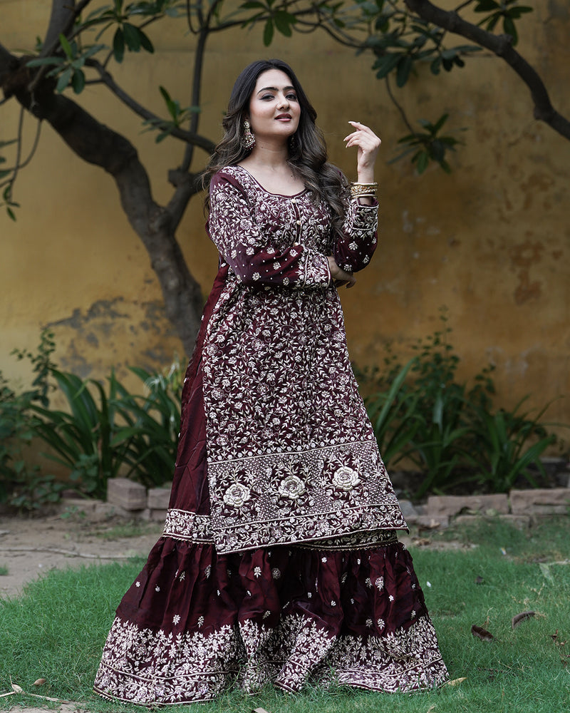 Farshi by makhmali b |  | Karishma Emporium | Elegance in Making Pure Zardozi Women wear