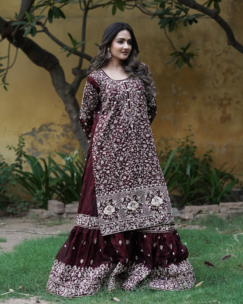 Farshi by makhmali b |  | Karishma Emporium | Elegance in Making Pure Zardozi Women wear