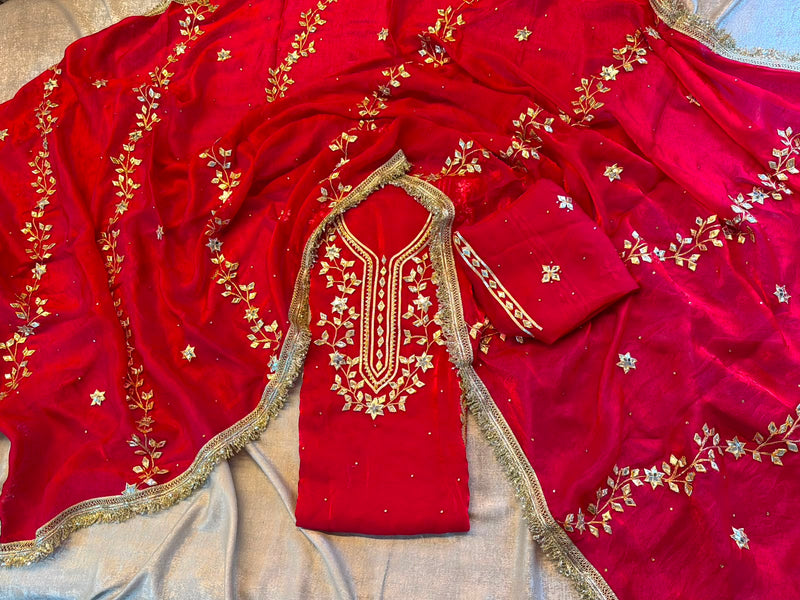 Dulhan gota Patti suit |  | Karishma Emporium | Elegance in Making Pure Zardozi Women wear