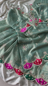 PUNJABI GHARARA IN HANDWORK OM CRUSH TISSUE FABRIC