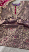 BEAUTIFUL CONTRAST DABKA GHARARA ON ITALIAN SHIMAR FABRIC